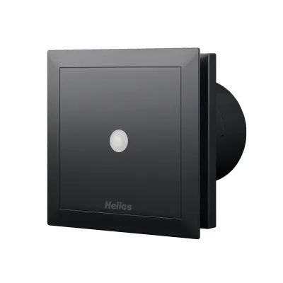 Helios Kleinraumventilator M1/100 P black | MiniVent axial 100mm 2-stufig | 90 m³/h | Präsenzmelder | IP45 | schwarz