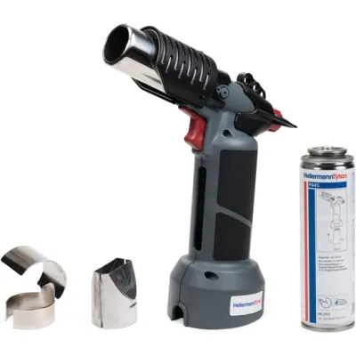 HellermannTyton Gas-Heißluftgebläse CHG900-PA-GY | kabellos | 190–900 °C | mit Gaspatrone | stufenlos regelbar