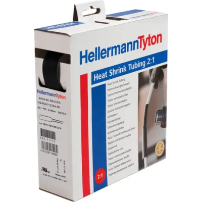 HellermannTyton Schrumpfschlauch HIS-PACK-6.4/3.2-PO-X-BK | 2:1 | dünnwandig | 6,4/3,2 mm | 5 m | Polyolefin | schwarz