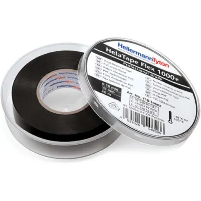 HellermannTyton PVC-Isolierband FLEX1000+ 710-10602 | 19mm x 20m | Allwetter | UV-beständig | flammhemmend | schwarz