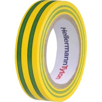HellermannTyton Isolierband HTAPE-FLEX15GNYE-15x10 | PVC | 15mm x 10m | grün/gelb | UV-beständig | flexibel | bis 90°C