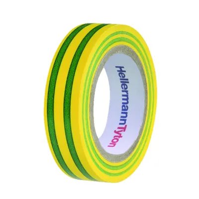 HellermannTyton Isolierband HTAPE-FLEX15GNYE-15x10 | PVC | 15mm x 10m | grün/gelb | UV-beständig | flexibel | bis 90°C