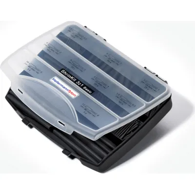 HellermannTyton Schrumpfschlauch-Set ShrinKit 321 Basic | 3:1 Schrumpfrate | 220-teilig | 1,5-18mm | schwarz