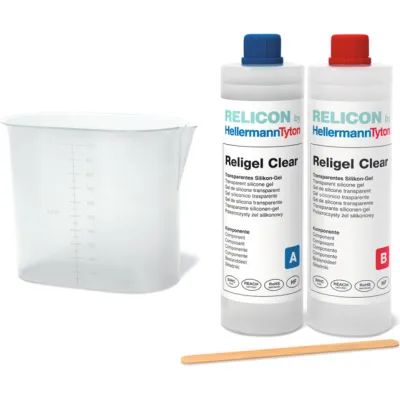 HellermannTyton Silikongel Gießharz Religel Clear 1000ml | 2-Komponenten | transparent | flexibel | halogenfrei