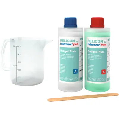 HellermannTyton Silikongel Religel Plus 500-SIG-CL/GN 435-00756 | Kabelharz 2-Komponenten | 500ml | elastisch | grün