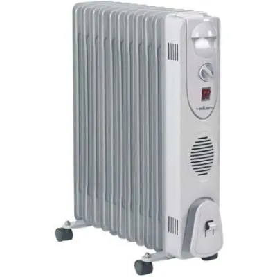 HELLER Elektro-Radiator HRO 2511 | 2500W | 11 Rippen | 3 Heizstufen | Thermostat | Überhitzungsschutz | mobil | hellgrau