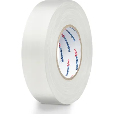 HellermannTyton Gewebeband HTAPE-TEX-WH-19x50 | 19mm x 50m | extra reißfest | Baumwolle | matt | rückstandsfrei | weiß