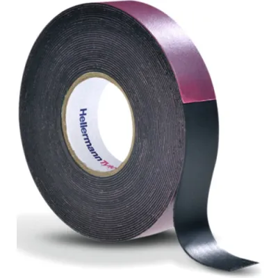 HellermannTyton Isolierband HTAPE-POWER600-19x6.7-NR-BK | selbstverschweißend | Kautschuk | 19mm x 6,7m | schwarz