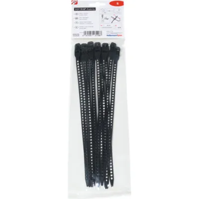 HellermannTyton Kabelbinder Softfix S 115-07270 | wiederverschließbar | 260x7mm | elastisch | schwarz | 12 St