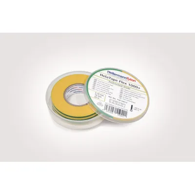 HellermannTyton PVC-Isolierband HelaTape Flex 1000+ 19mm x 20m | UV-beständig | selbstverlöschend | grün/gelb