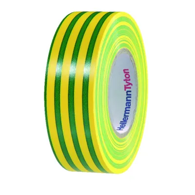 HellermannTyton Isolierband HTAPE-FLEX15-19x20-GNYE | PVC | 19mm x 20m | selbstlöschend | UV-beständig | grün/gelb