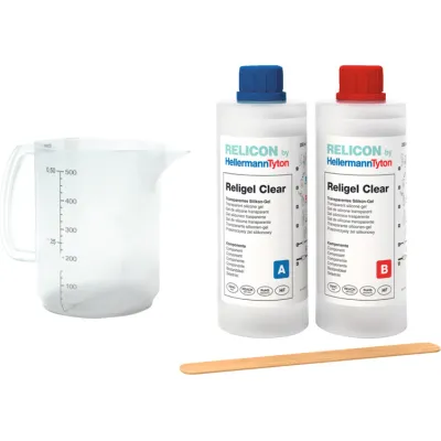 HellermannTyton Silikongel Religel Clear 500ml | 2-Komponenten Kabelharz | transparent | vibrationsdämpfend