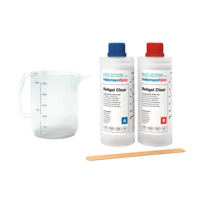 HellermannTyton Silikongel Religel Clear 500ml | 2-Komponenten Kabelharz | transparent | vibrationsdämpfend