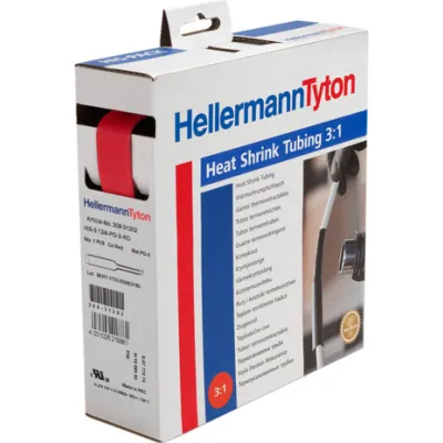 HellermannTyton Schrumpfschlauch HIS-3-18/6-PO-X-RD | dunnwandig 3:1 | 4m x 18/6 mm | Polyolefin | UL-zugelassen | rot