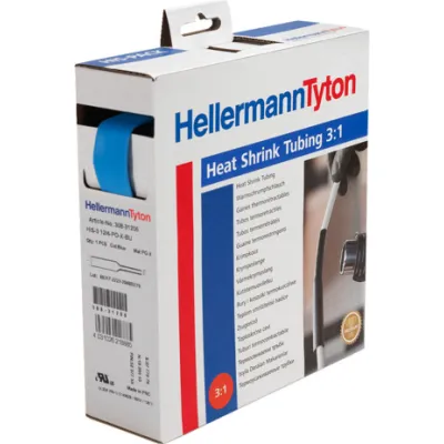 HellermannTyton Schrumpfschlauch HIS-3 3/1-PO-X-BU | 3:1 Schrumpfrate | dünnwandig | 10m | Ø 3,2/1mm | Polyolefin | blau