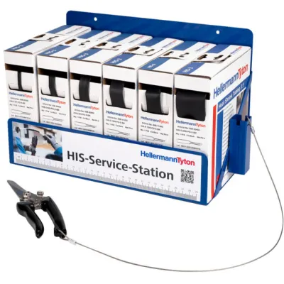 HellermannTyton Schrumpfschlauch Service Station 365-30105 | 6 Boxen | Warmschrumpf 3:1 | dünnwandig | schwarz