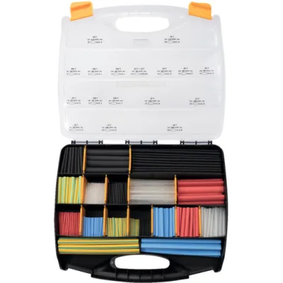 HellermannTyton Schrumpfschlauch-Set ShrinKit 321 | 3:1 Schrumpfrate | 5 Größen | 975-teilig | Polyolefin | schwarz