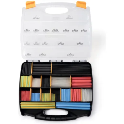 HellermannTyton Schrumpfschlauch-Set ShrinKit 321 | 3:1 Schrumpfrate | 5 Größen | 975-teilig | Polyolefin | schwarz