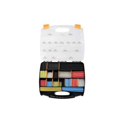 HellermannTyton Schrumpfschlauch-Set ShrinKit 321 | 3:1 Schrumpfrate | 5 Größen | 975-teilig | Polyolefin | schwarz