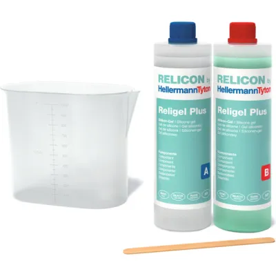 HellermannTyton Silikongel 2-Komponenten Religel Plus | Gießharz Gel-System | 1000ml | grün transparent