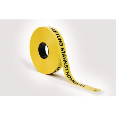 HellermannTyton Trassenwarnband 905-55110 | Achtung Starkstromkabel | 40 mm x 250 m | PE | gelb