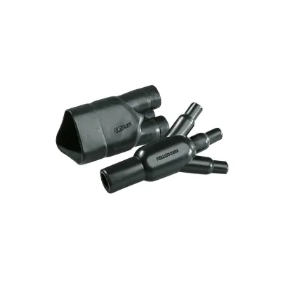 HellermannTyton Aufteilkappe 3-Fingerstück | für 3-adrige Kabel | Schrumpfschlauch 93mm | schwarz