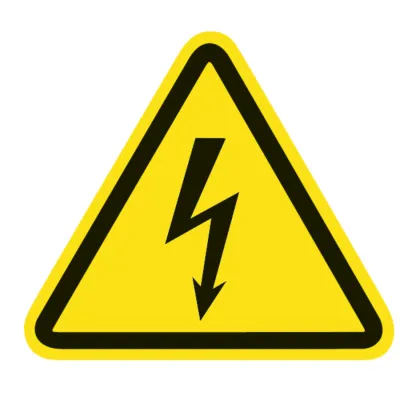 HellermannTyton Warnschild WS3-A-150-YE | Warnung elektrische Spannung | selbstklebend | Vinyl | 50mm | gelb | 100 St.