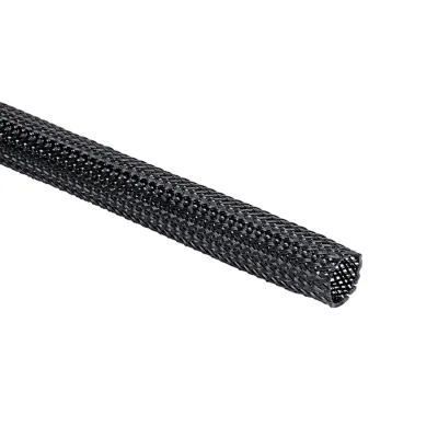 HellermannTyton Geflechtschlauch HEGP15-PET-BK | Polyester | 15 mm | Schwarz | 100 m Rolle | halogenfrei | abriebfest