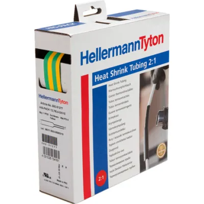 HellermannTyton Schrumpfschlauch HIS-PACK-12.7/6.4-PO-X-GNYE | 2:1 | 12,7/6,4 mm | 5 m | Polyolefin | grün/gelb