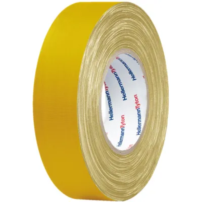 HellermannTyton Gewebeband HTAPE-TEX-YE-19X50 | 19mm x 50m | gelb | matt | Baumwolle | reißfest | rückstandsfrei