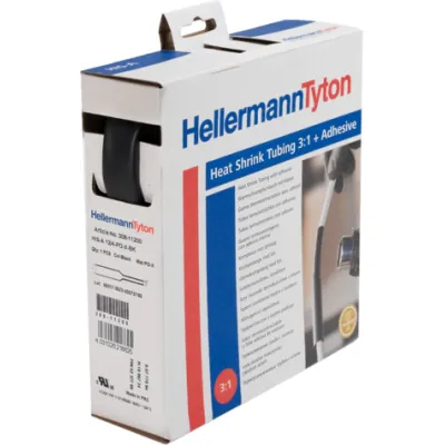 HellermannTyton Schrumpfschlauch HIS-A-24/8-PO-X-BK | 3:1 Schrumpfrate | 24/8 mm | 3m | Polyolefin | schwarz
