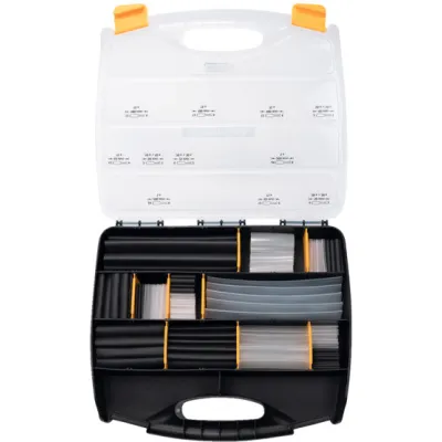 HellermannTyton Schrumpfschlauch-Set SHRINKIT 321-A | 3:1 Schrumpfrate | dünnwandig | Innenkleber | 4 Größen | 210 Teile