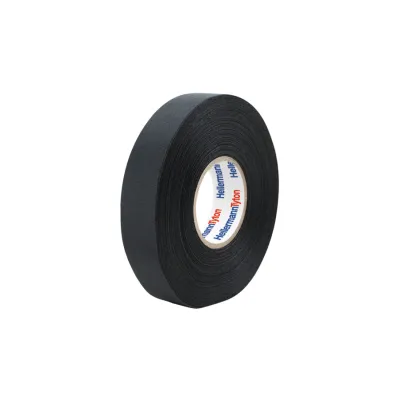 HellermannTyton Klebeband HTAPE-PROTECT250-PET-BK | Isolierband PET-Gewebe | 19mm x 25m | selbstverlöschend | schwarz