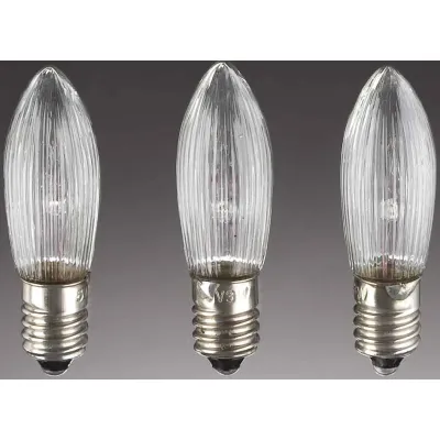 Hellum Riffelkerze 910131 | Ersatzlampe für Lichterkette 5V 3W E10 | klar | Outdoor & Indoor | 3er Blister
