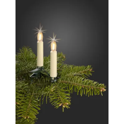 Hellum LED Weihnachtsbaum-Lichterkette 814002 | 15 LED-Filament Riffelkerzen | Dimmbar | 12,8m | Warmweiß | Innen