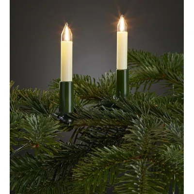 Hellum LED Lichterkette 802061 | Weihnachtsbaumbeleuchtung innen | 20 warmweiße Schaftkerzen | Filament | 16,3m