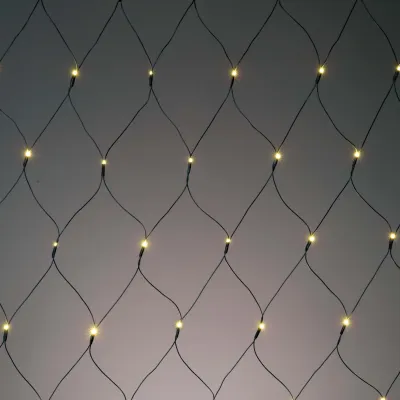 hellum LED-Netz 555172 | Lichtvorhang 3x3m | 208 LEDs warmweiß | erweiterbar | Außenbereich | grünes Kabel