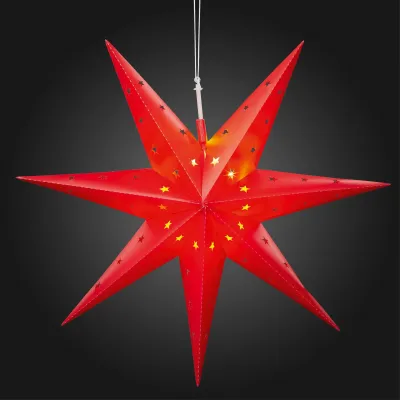 hellum LED-Outdoor-Stern 577778 | Weihnachtsstern außen & innen | Ø60cm | 12-flammig | warmweiß | Papier | rot