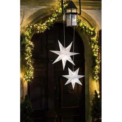 Hellum LED Outdoor Stern 578720 | Papierstern doppellagig | 63cm Ø | E14 Sockel | 6h Timer | inkl. Leuchtmittel | weiß