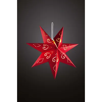 Hellum LED Papierstern 521795 | Weihnachtsstern mit Fernbedienung & Timer | 60cm | 30 LEDs | warmweiß | rot