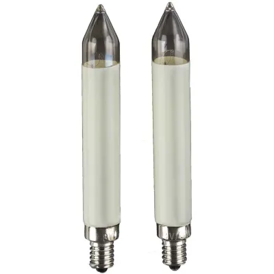 Hellum LED-Schaftkerze 902044 | Ersatz für Lichterketten & Schwibbogen | E10 | 12-16V | 0,6W | 2er-Pack | warmweiß