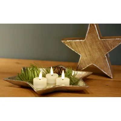 Hellum LED-Teelicht 520118 | 4er Set | echter Docht | warmweiß | batteriebetrieben | inkl. Batterien | 5x3,8cm | IP20