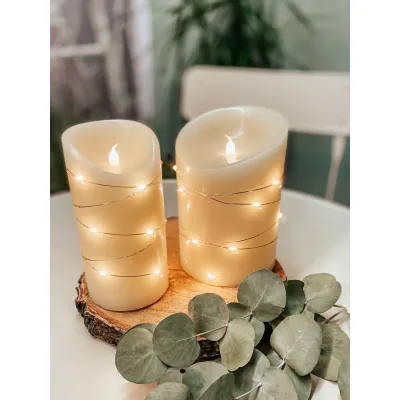 Hellum LED-Wachskerze 525120 | 3D-Flamme Tropfenform | Timer 4h/6h | batteriebetrieben | Ø100mm Höhe 140mm | weiß