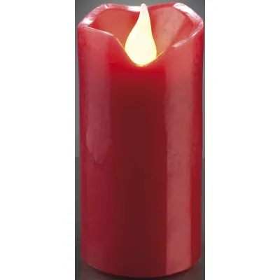 hellum LED Wachskerze 572131 | Echtwachs Kerze flackernd | batteriebetrieben | Höhe 9,5cm Ø 5cm | Dekoration | Rot