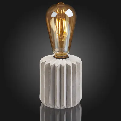 hellum LED Tischlampe | Retro Design | Zement-Sockel | ST64 Filament | Warmweiß | Timer | Batteriebetrieb | zementgrau