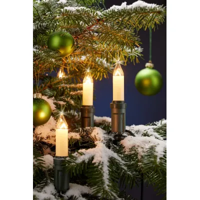 hellum Lichterkette 530926 | Weihnachtsbaum Lichterkette außen | 15 Schaftkerzen E14 | 14m | warmweiß | IP44 | schwarz