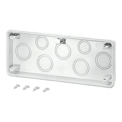 HENSEL Anbauflansch Mi FM 40 | 2xM25/32 & 5xM32/40 | Kunststoff | 300x100mm | Vorprägungen | grau RAL 7032