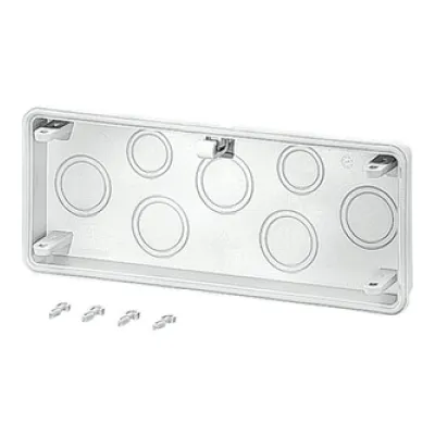 HENSEL Anbauflansch Mi FM 40 | 2xM25/32 & 5xM32/40 | Kunststoff | 300x100mm | Vorprägungen | grau RAL 7032