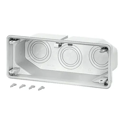 Hensel Anbauflansch Mi FM 63 2000133 | 3x M40/50/63 Vorprägungen | 300x100 mm | Polycarbonat | IP65 | grau