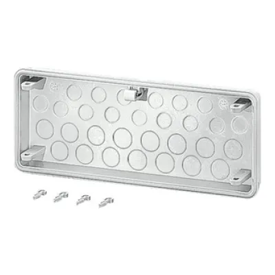 HENSEL Anbauflansch Mi FM 20 | Kabelverschraubung | 15xM16 & 15xM20 Vorprägungen | 300x100mm | Kunststoff | RAL 7032